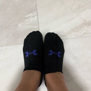 Pre loved Under Armour Black Ankle Socks with Purple Logo